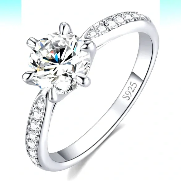 Classic 1.5 CT Moissanite Solitaire Engagement Promise 925 Sterling Silv⦠- Picture 2 of 9